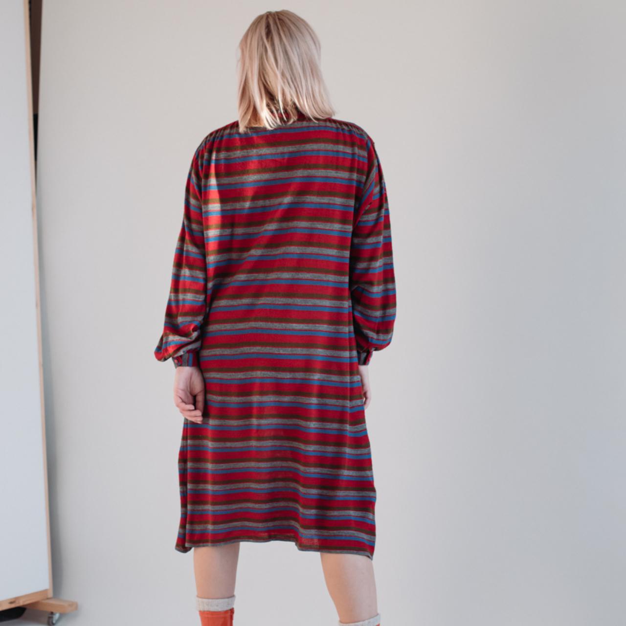 Vintage Tie Neck Long Sleeve Midi Dress In Multi Depop 