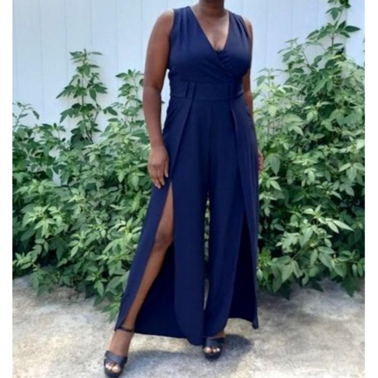 Emma Michele Navy Wide Leg Jumpsuit Size Size Depop