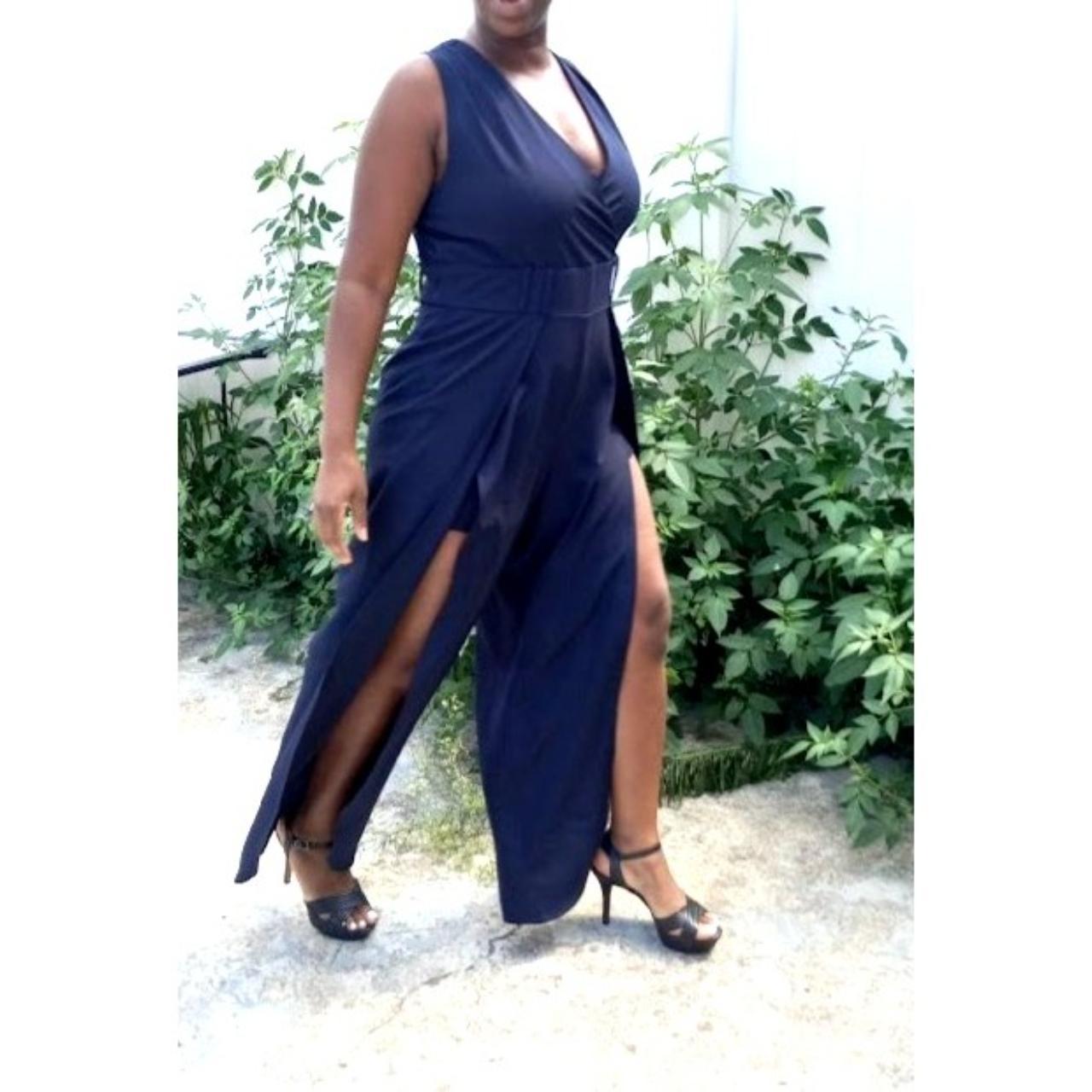 Emma Michele Navy Wide Leg Jumpsuit Size Size Depop