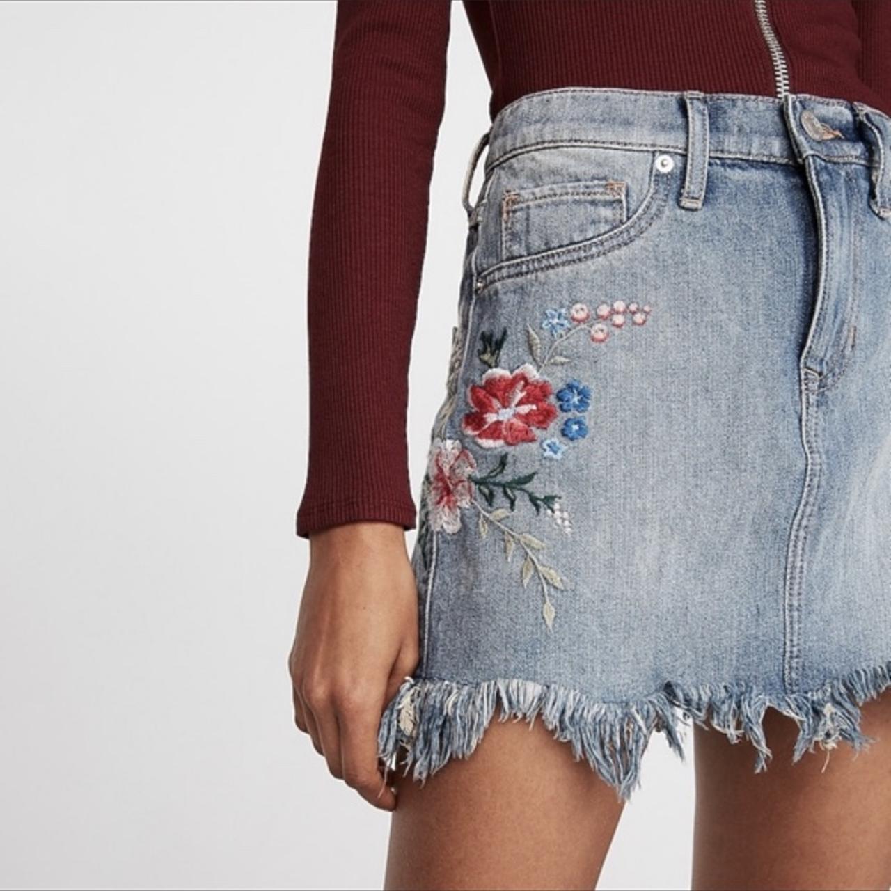 Express denim mini skirt best sale