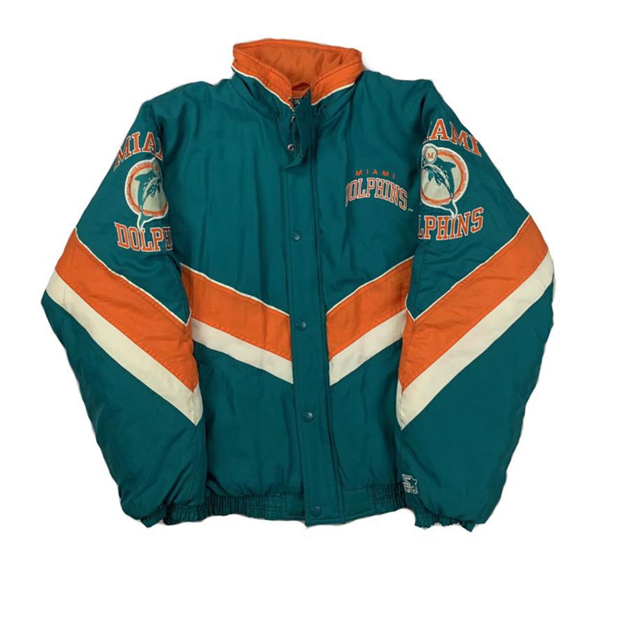 VINTAGE MIAMI DOLPHINS STARTER JACKET AUTHENTIC NFL WINDBREAKER LARGE