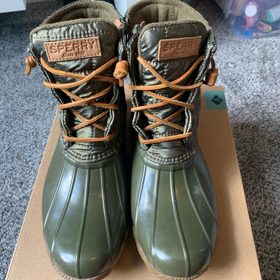 Olive green 2025 sperry boots