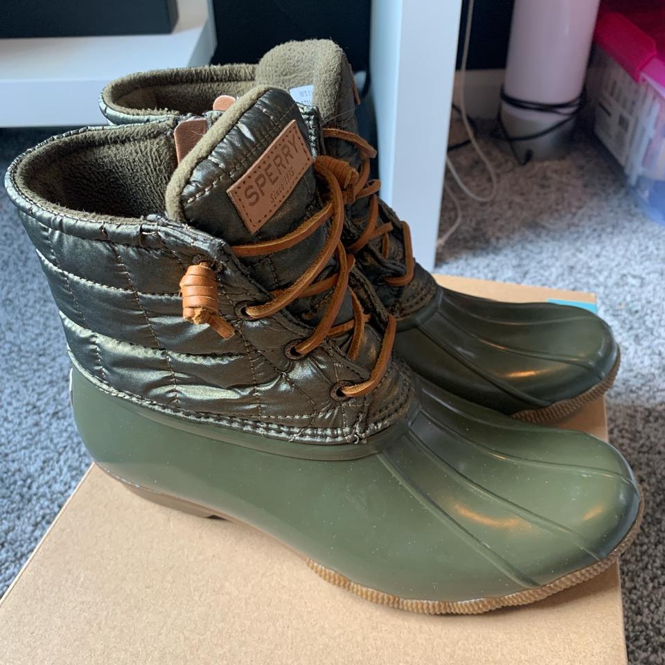 Mint green sperry hot sale duck boots