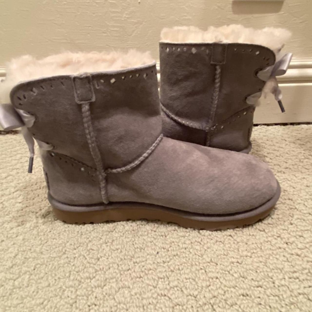 100% authentic gray UGG mini bailey bow boots! i... - Depop