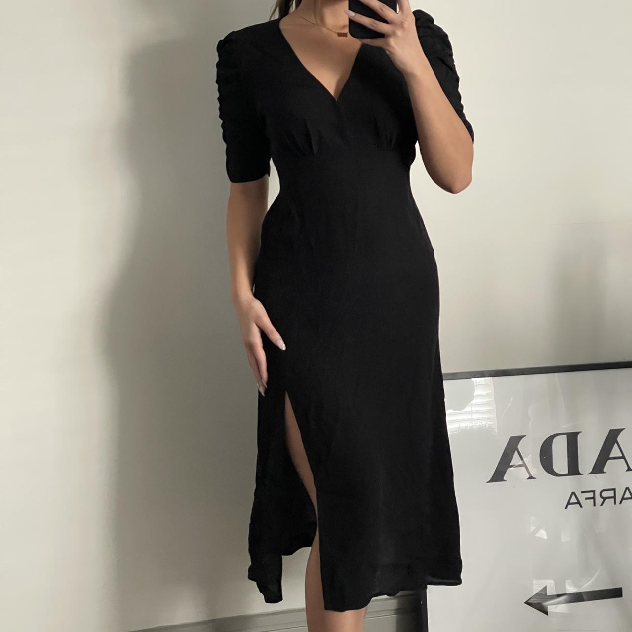 Abercrombie black midi dress with slit. Never worn.... Depop