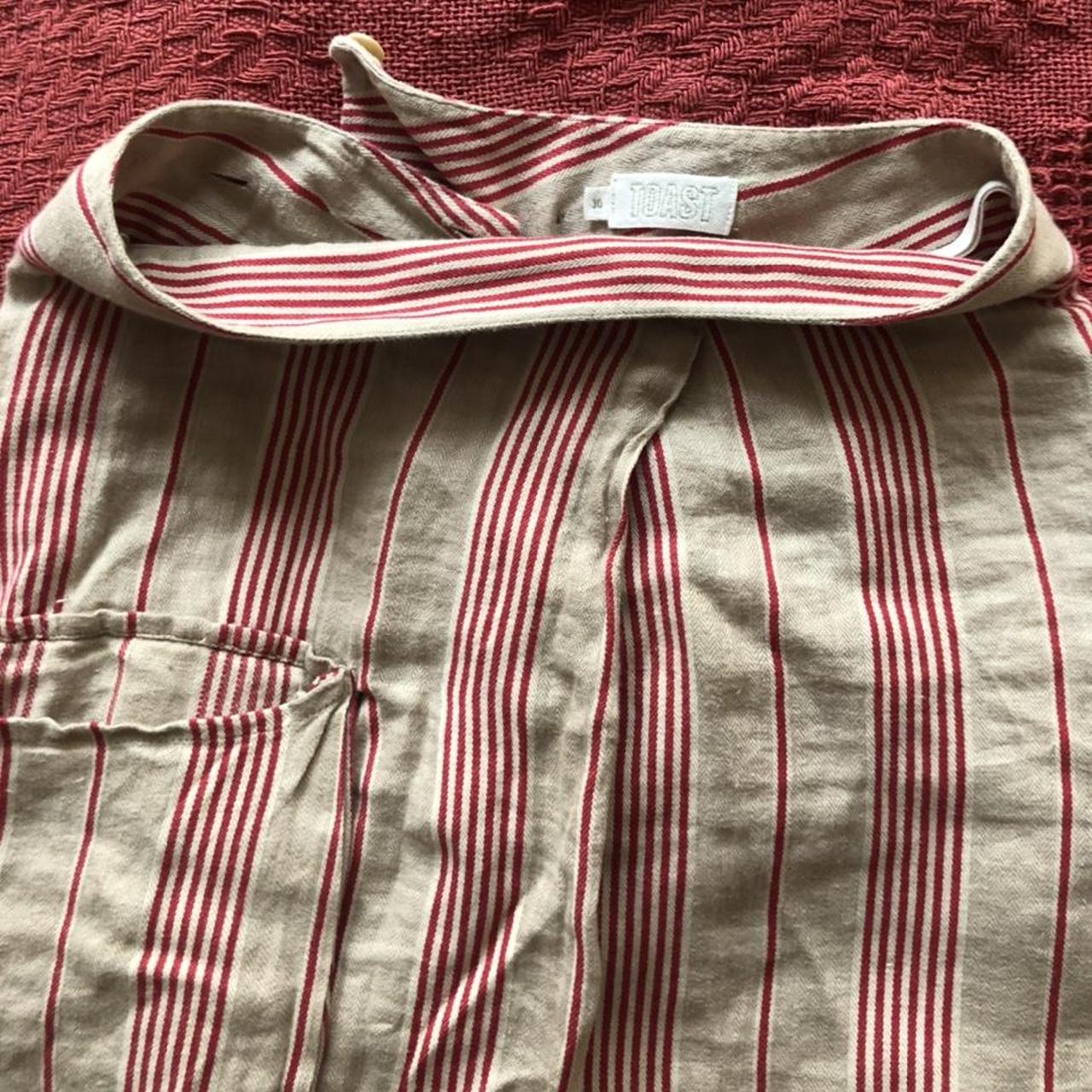 Lovely Toast striped red with beige cotton fabric... - Depop