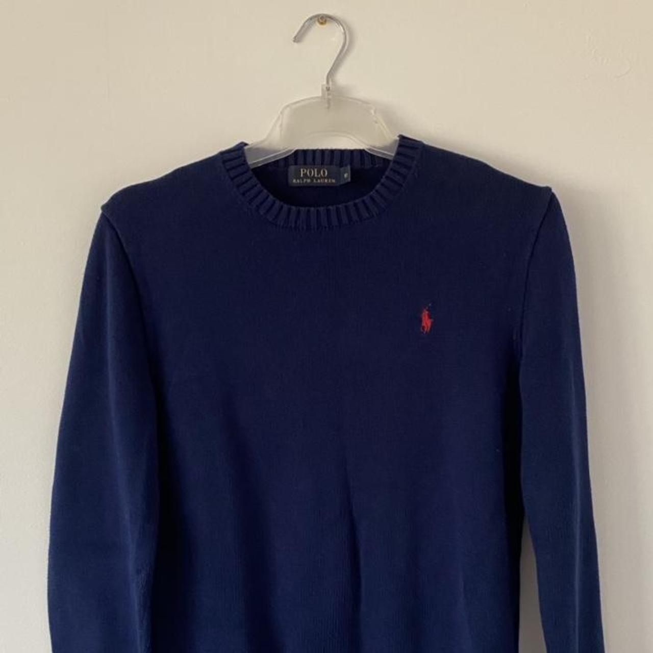 Ralph Lauren Sweatshirt Navy blue with Red logo Size... - Depop