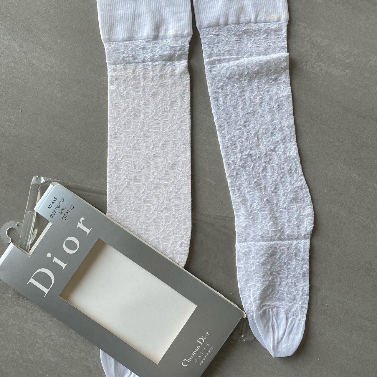 Stunning Dior white knee high tights with all over