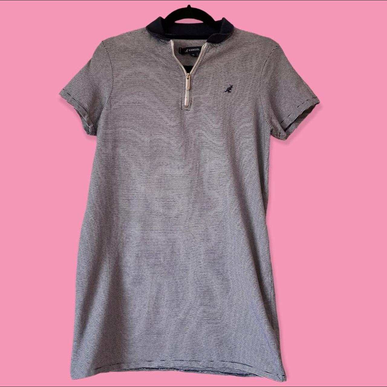 Kangol Navy Mini Shirt Dress Zip up embroidered... Depop