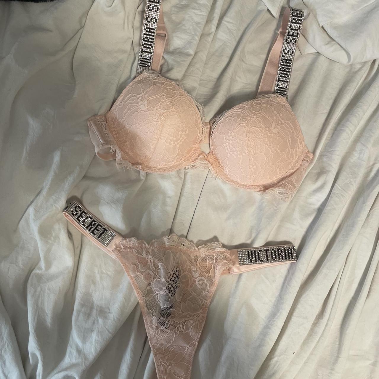 Victoria Secret Light Pink Shine Strap Set Bra Is Depop