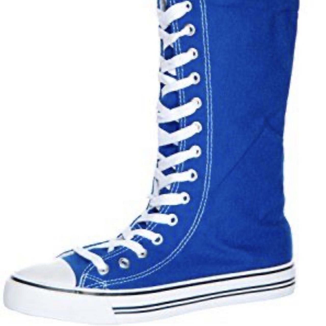 Light blue knee 2024 high converse