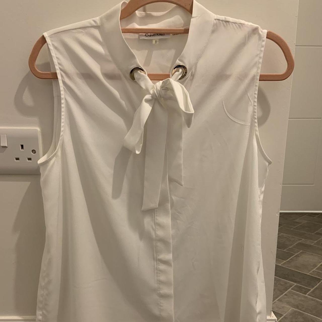 Calvin Klein Formal White Blouse - Depop