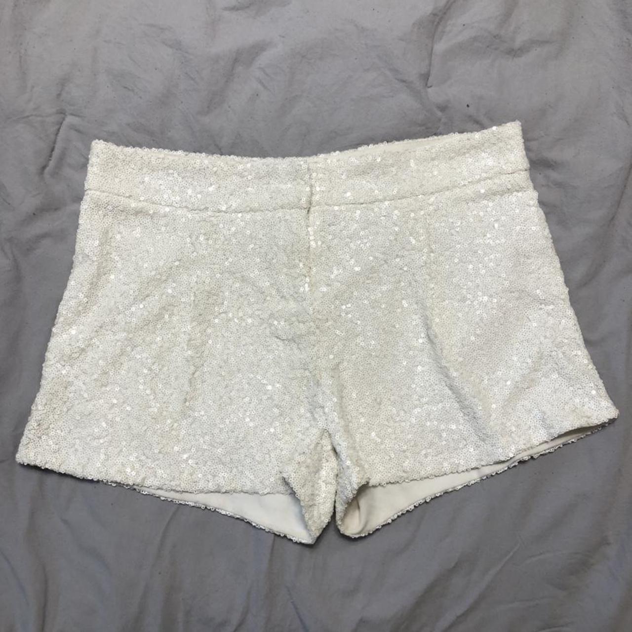 White sequin shorts Depop