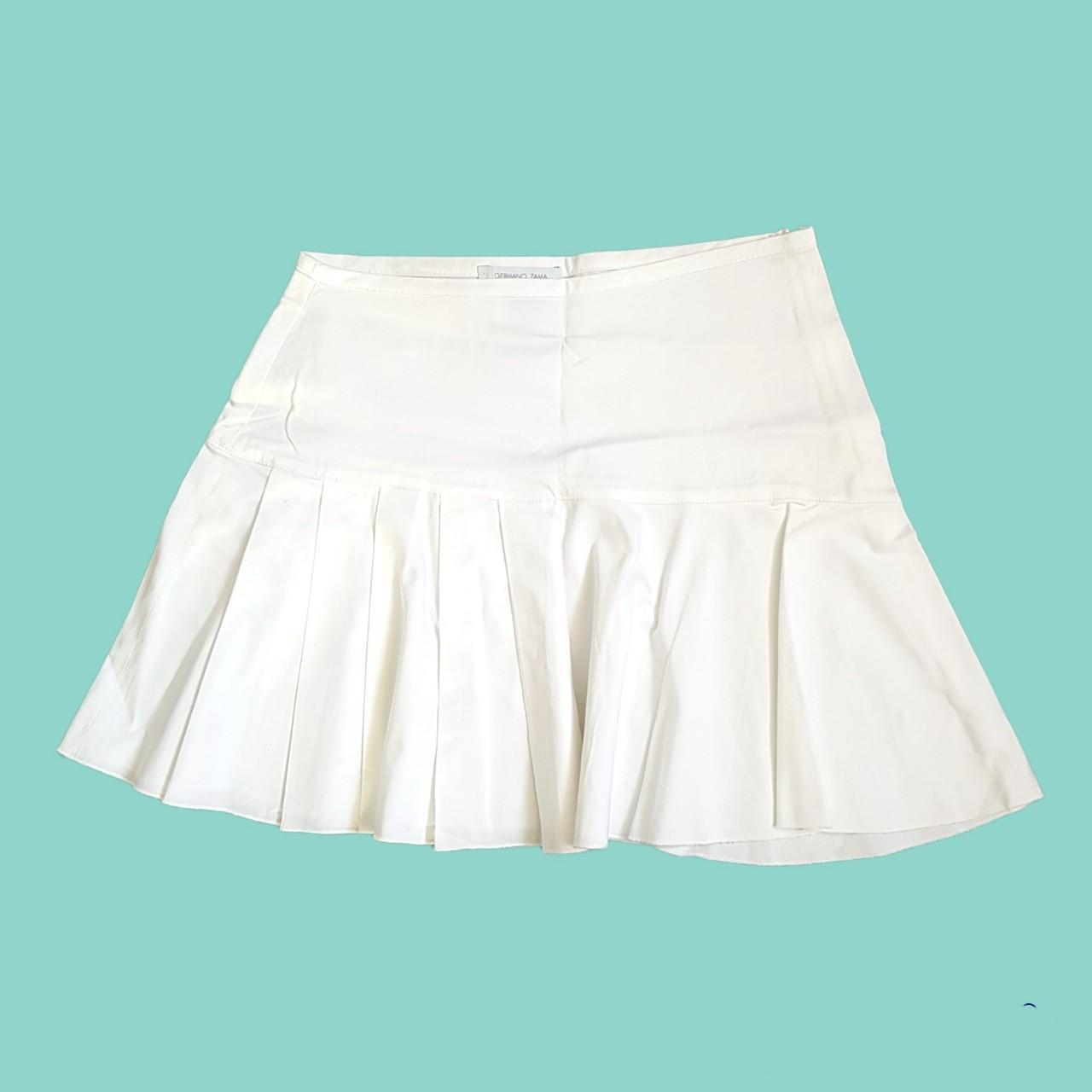Asymmetrical pleated white skirt by Italian Designer... - Depop