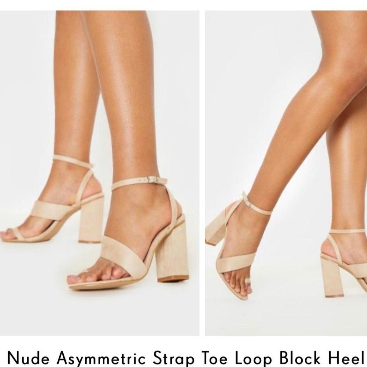 Pretty Little Thing Nude Strappy Block Heels. Size... Depop