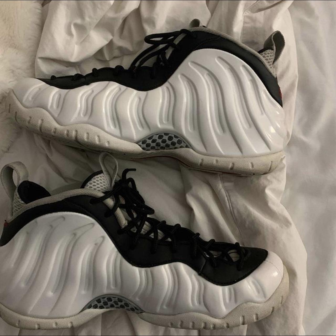 nike foamposite white chrome used no box vintage... Depop