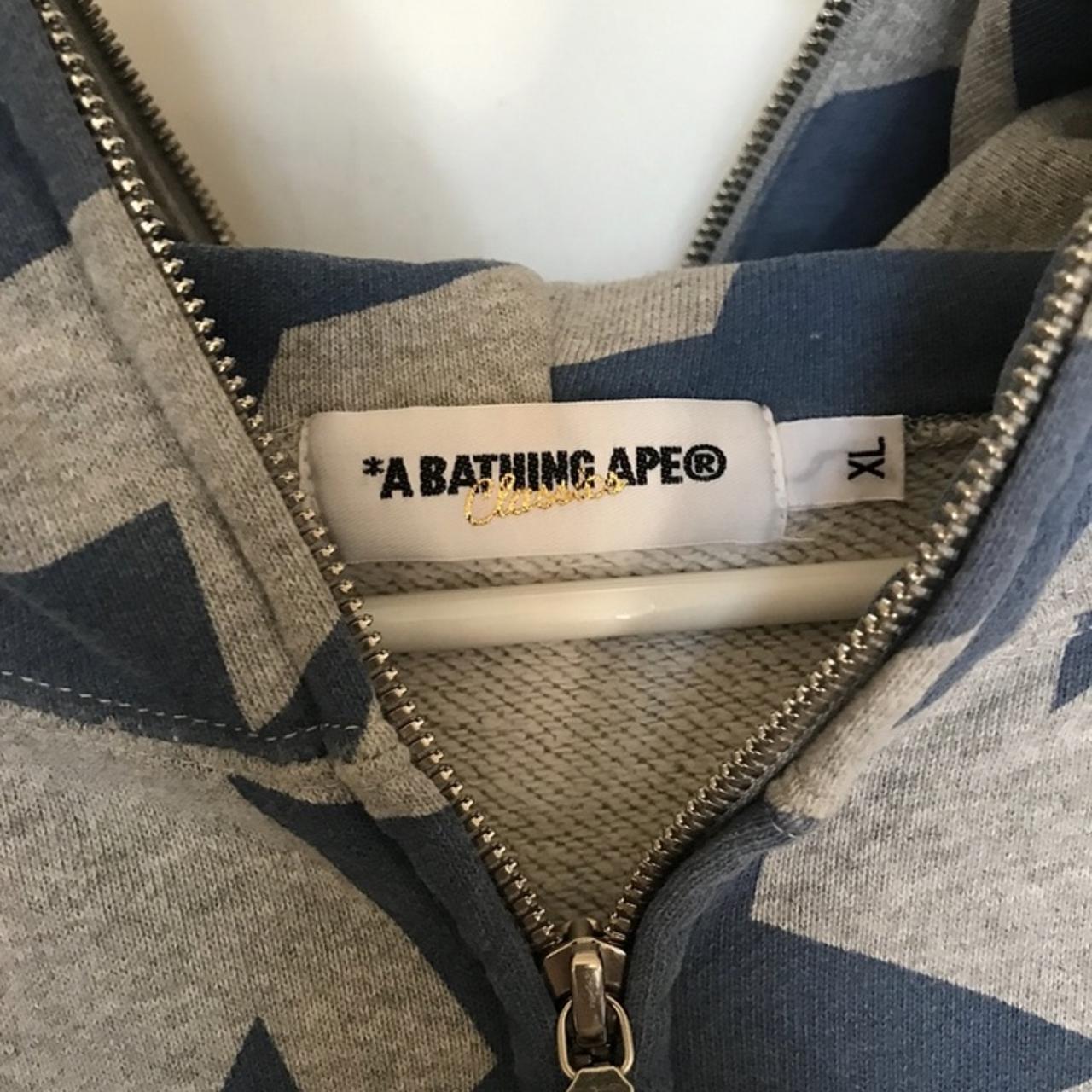 Grey/Blue Bapesta Hoodie - Depop