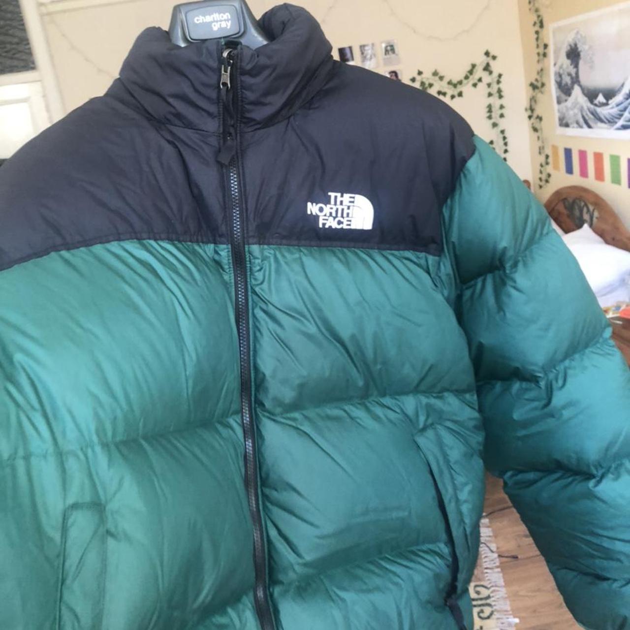 north face nuptse dark green