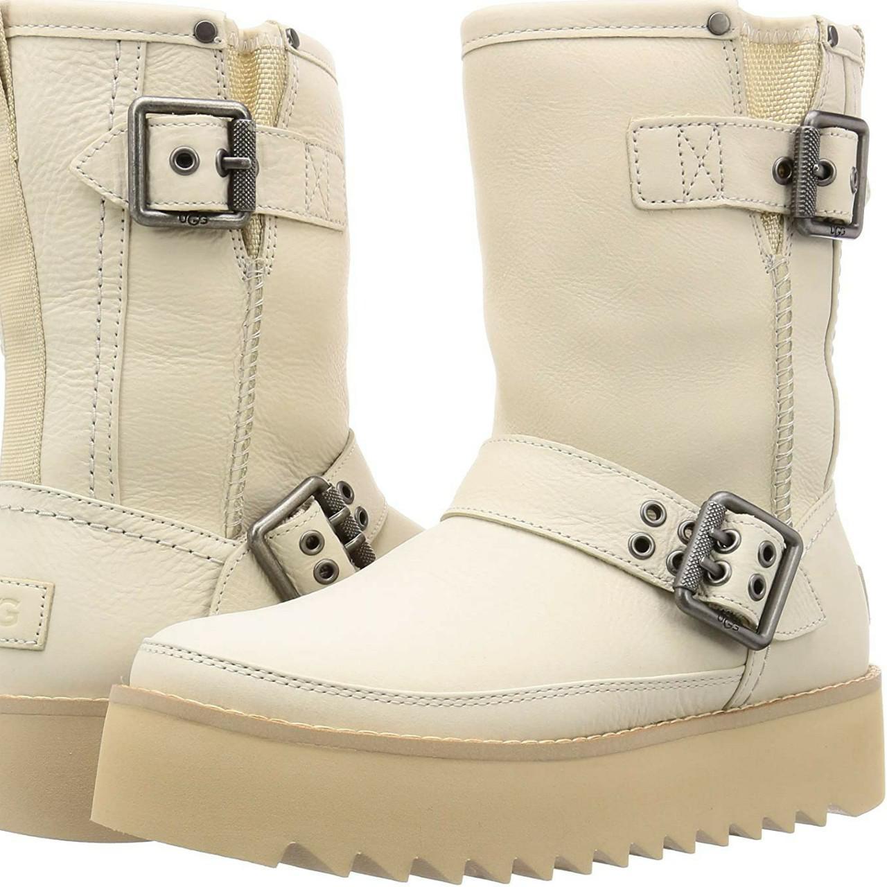 ugg womens classic rebel biker short boots bone