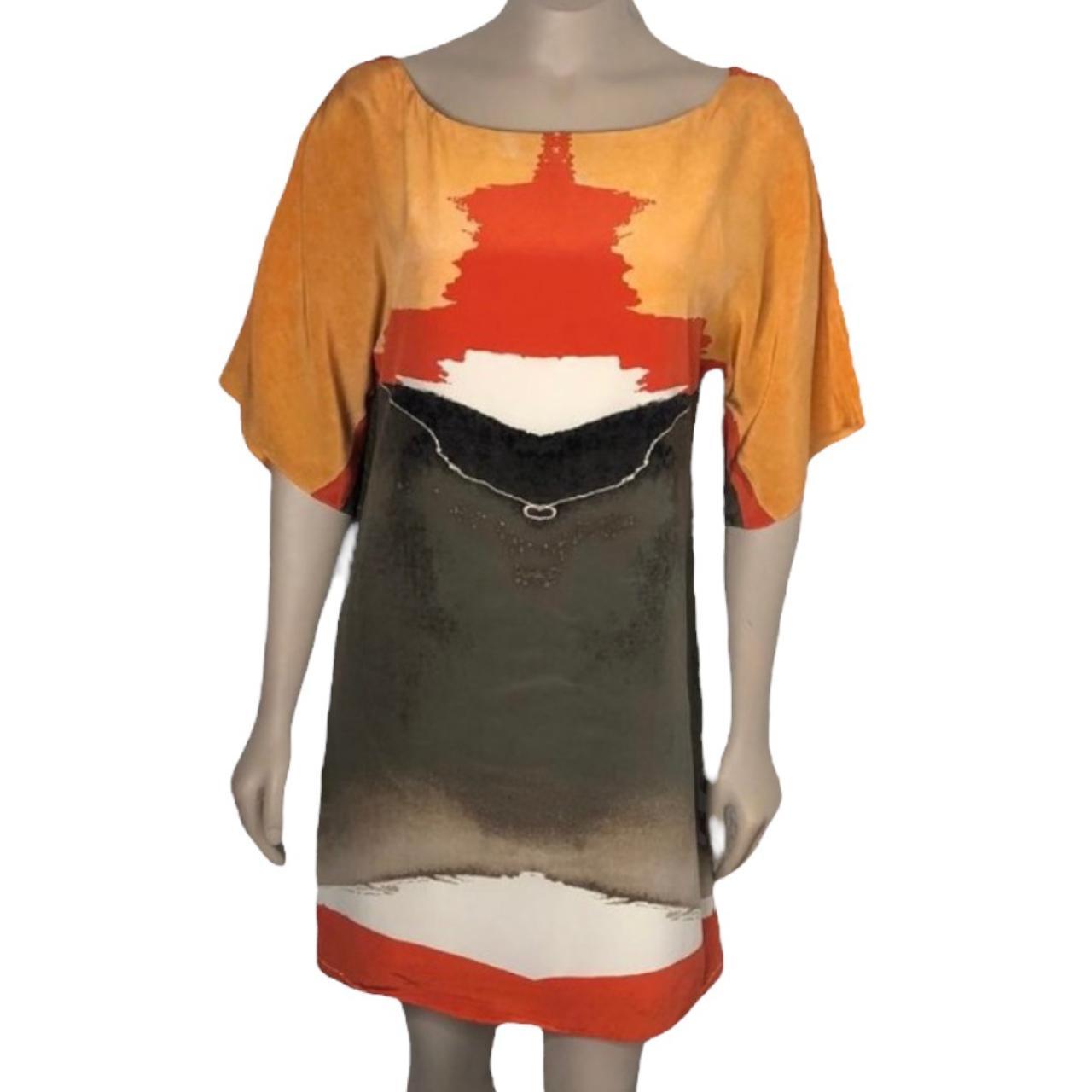 alice + olivia Women's Orange and Grey Dress