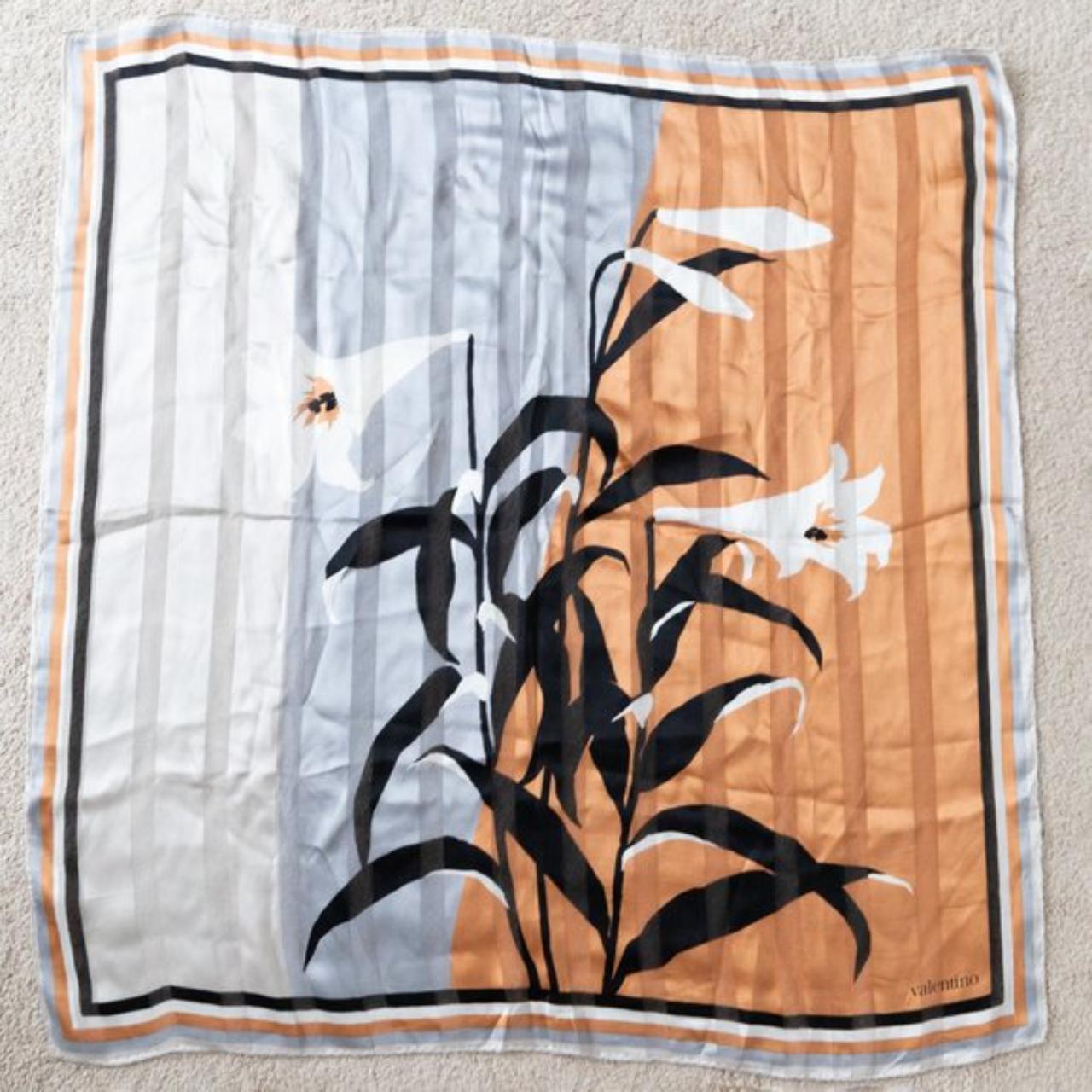 Valentino Women's Orange and Blue Scarfwraps Depop