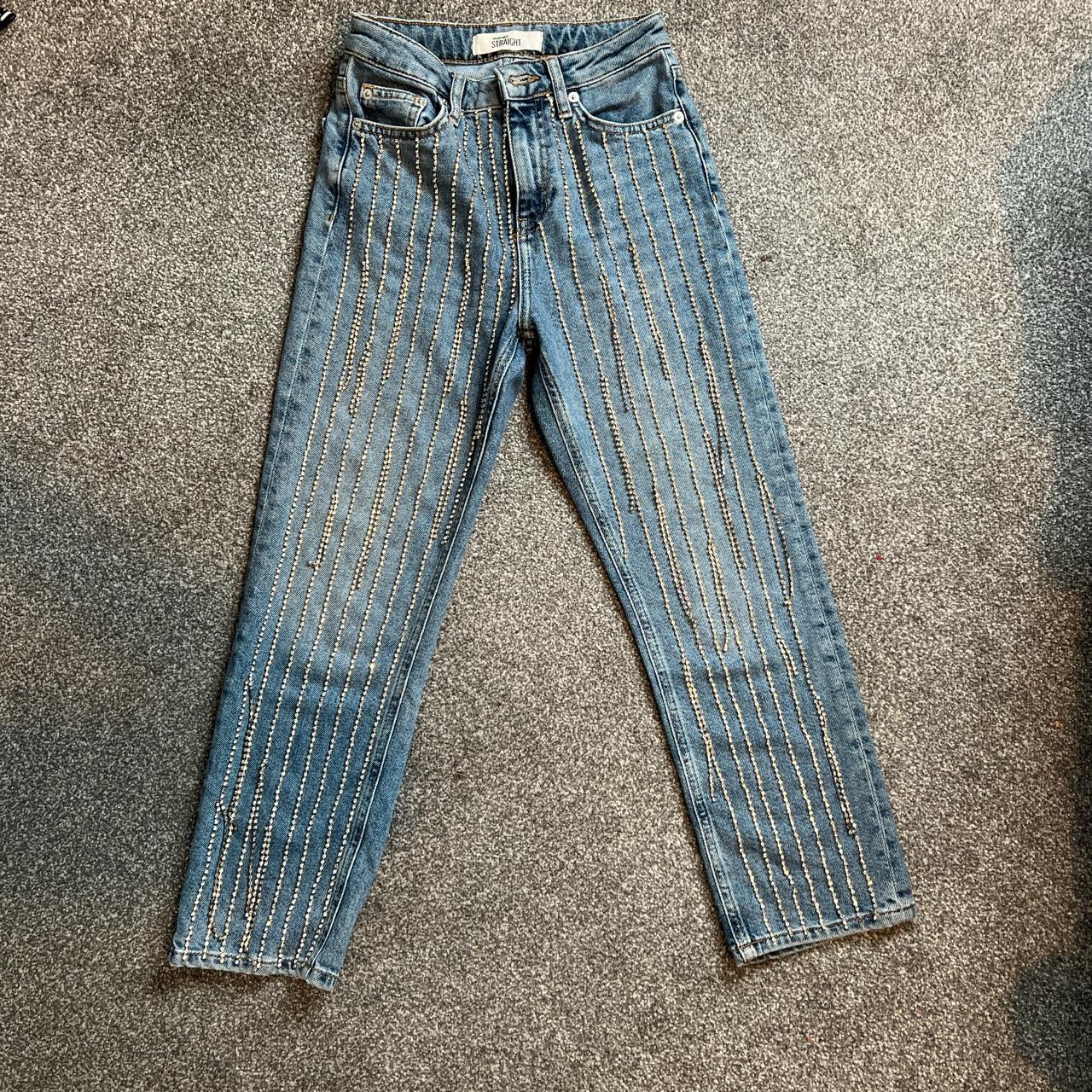TOPSHOP MOTO embellished straight leg jeans Depop