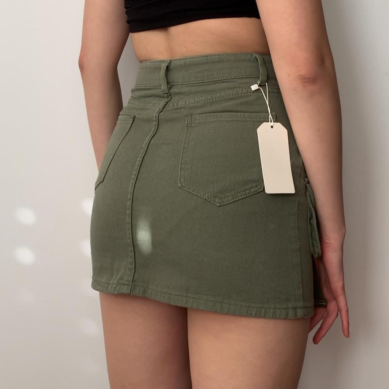 Army Green High Waisted Khaki Cargo Miniskirt Depop 