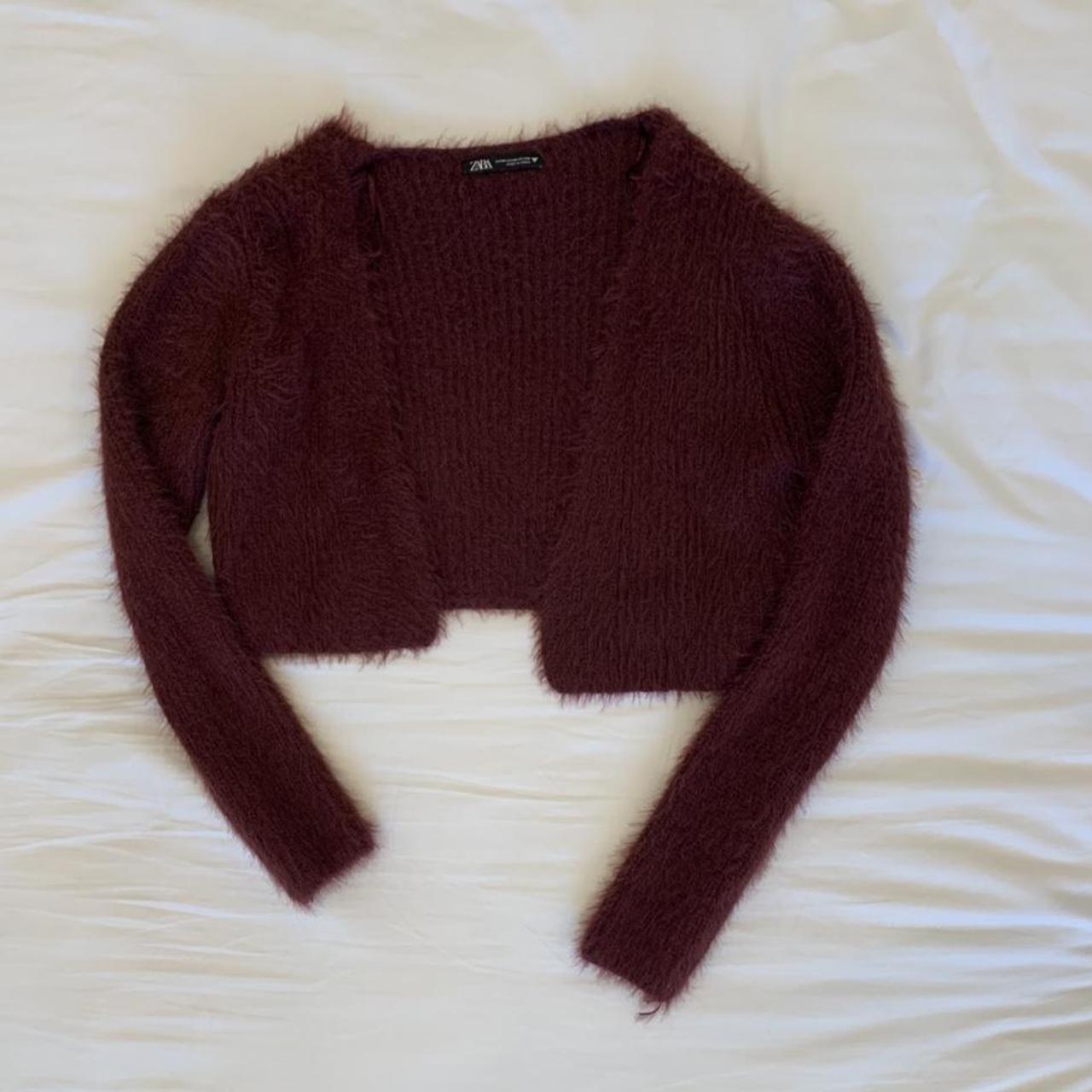 Zara cropped fuzzy cardigan zara cardigan Depop
