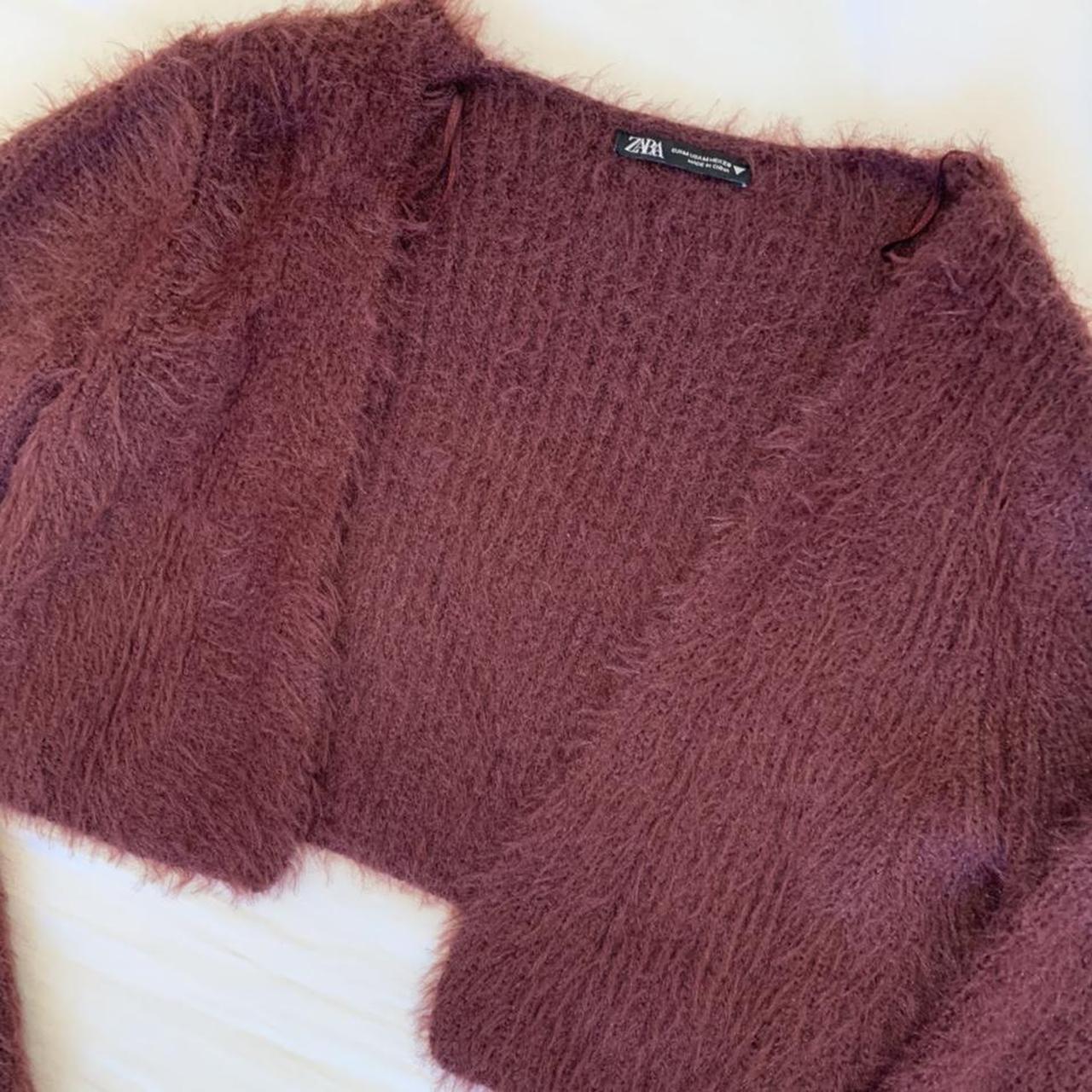 Zara cropped fuzzy cardigan zara cardigan Depop