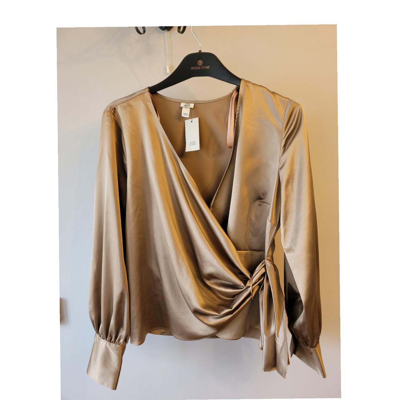 River Island Women's Tan and Gold Blouse