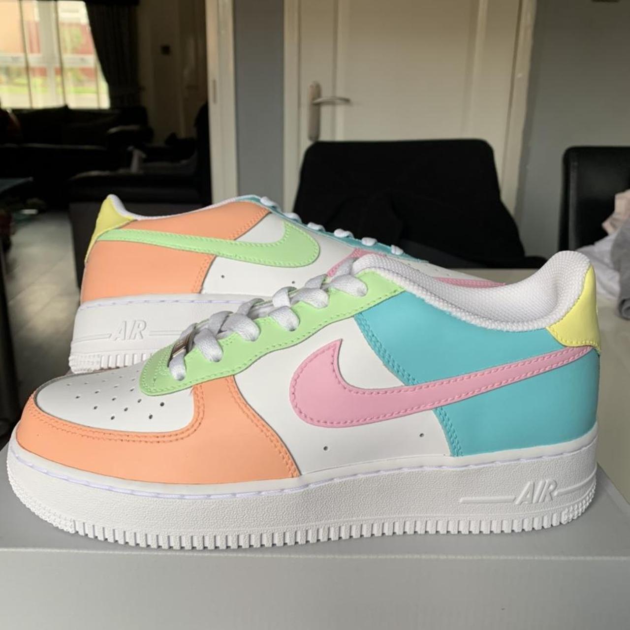 Nike Custom Air Force 1 Trainers Multicolour Pastel... Depop