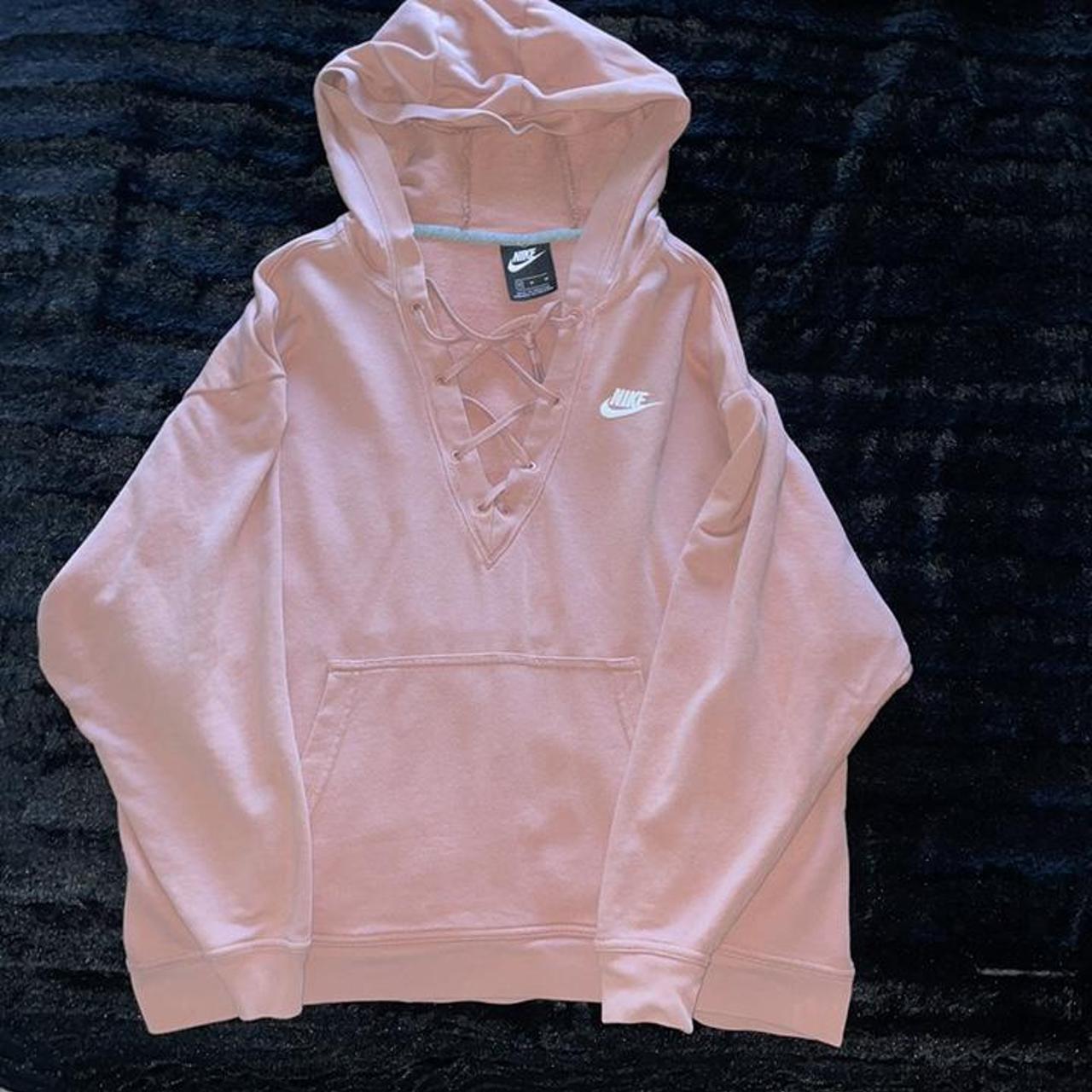 nike pink lace up hoodie