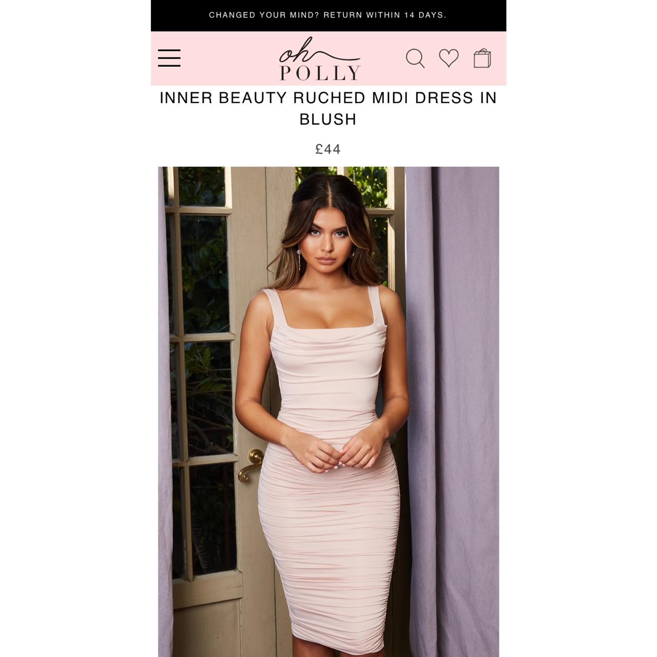 Oh Polly baby pink rushed midi dress. This is so