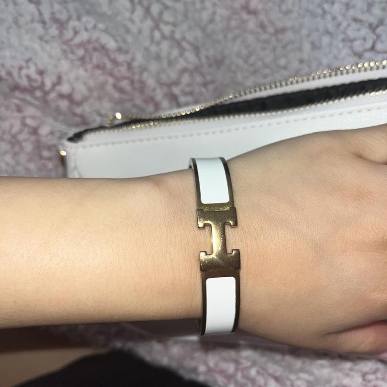 Hermès Clic H bracelet in gold with white... Depop