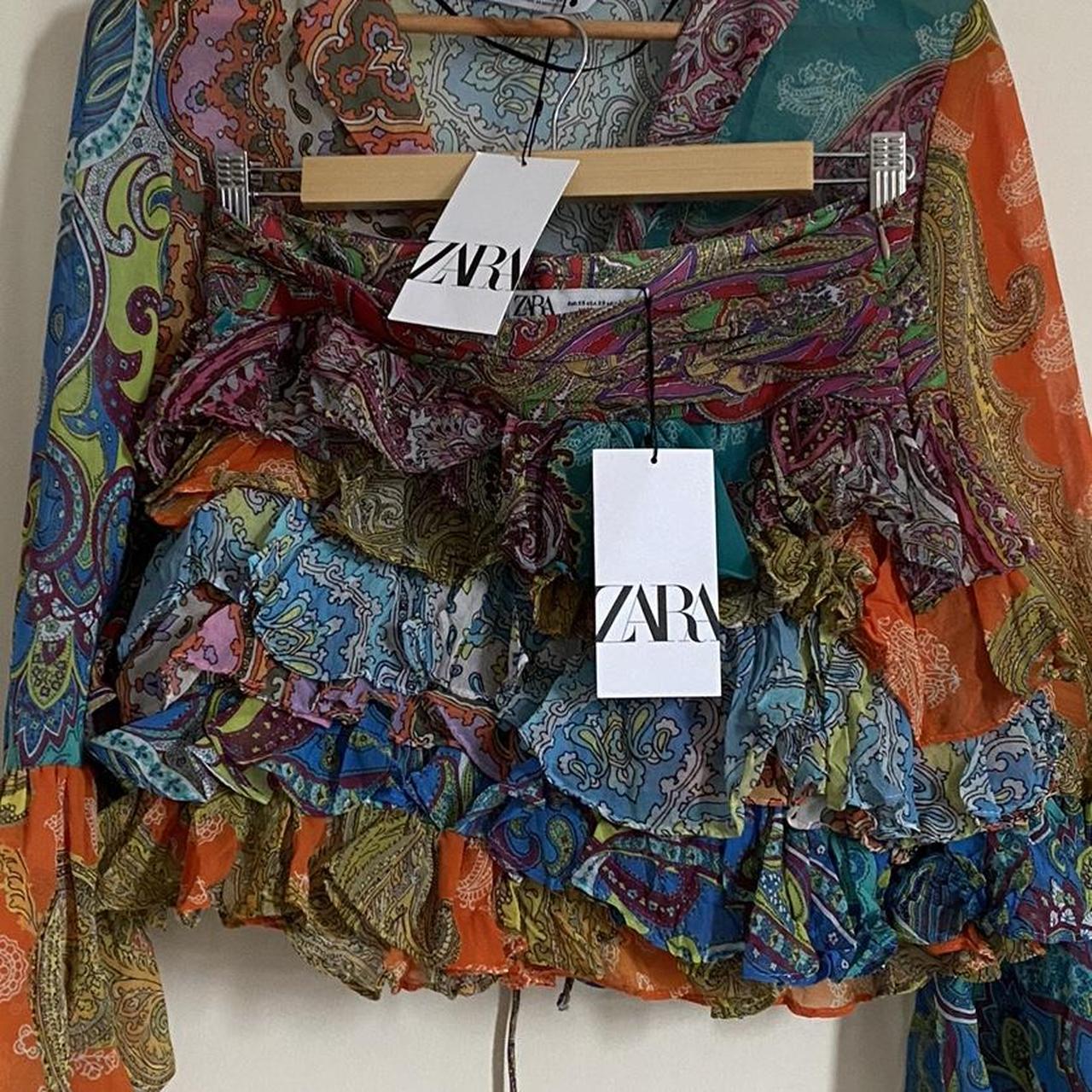 Zara patchwork skirt and matching patchwork blouse... Depop