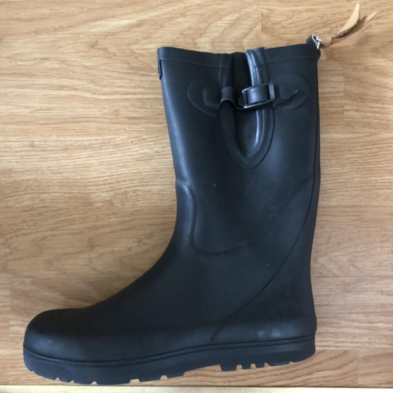 aigle black wellington boots !! buckle detailing on... - Depop