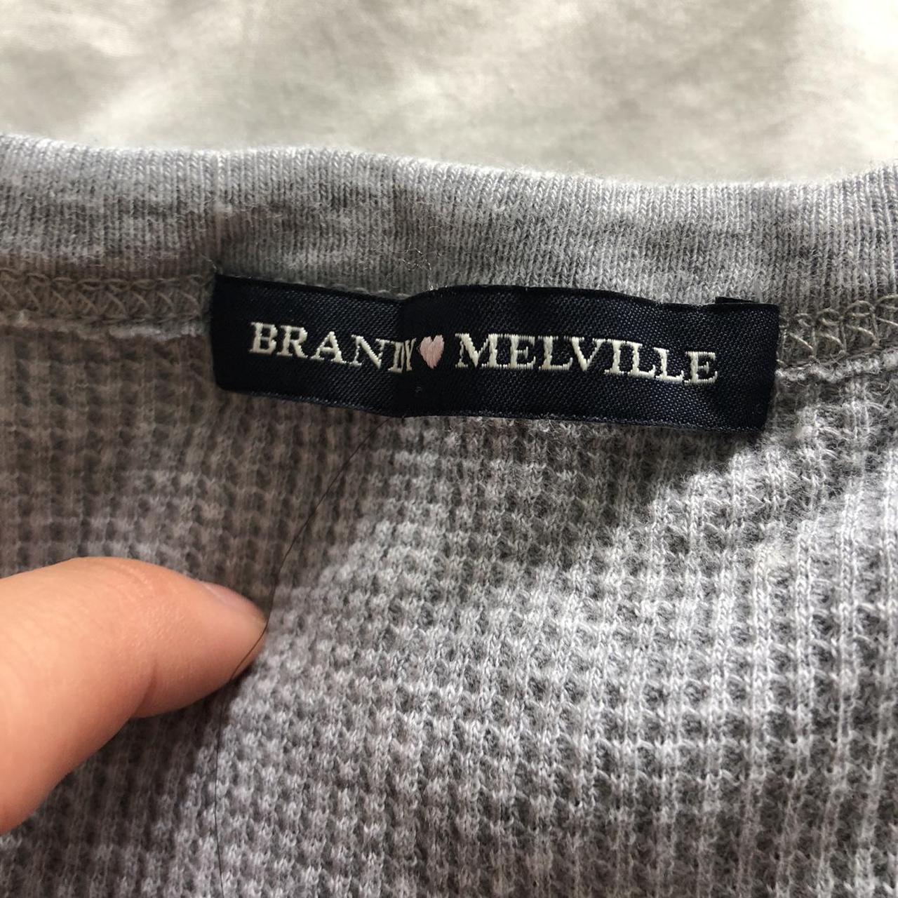 brandy melville grey waffle long sleeve top best... - Depop