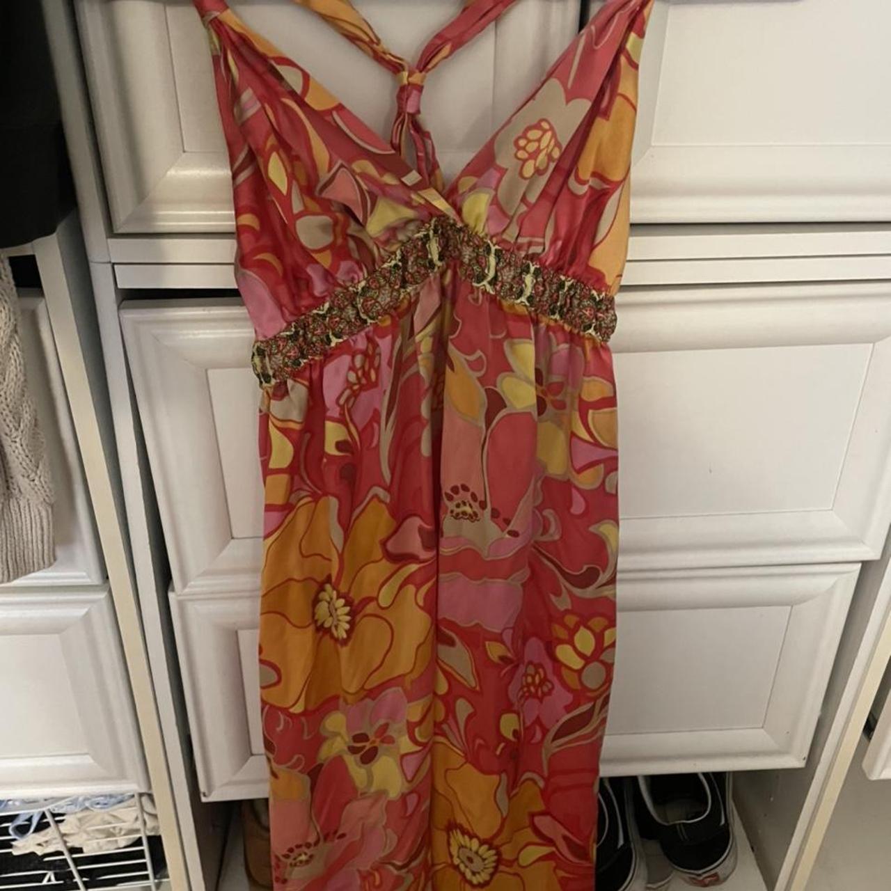 Pink and orange long dress So so cute! Depop