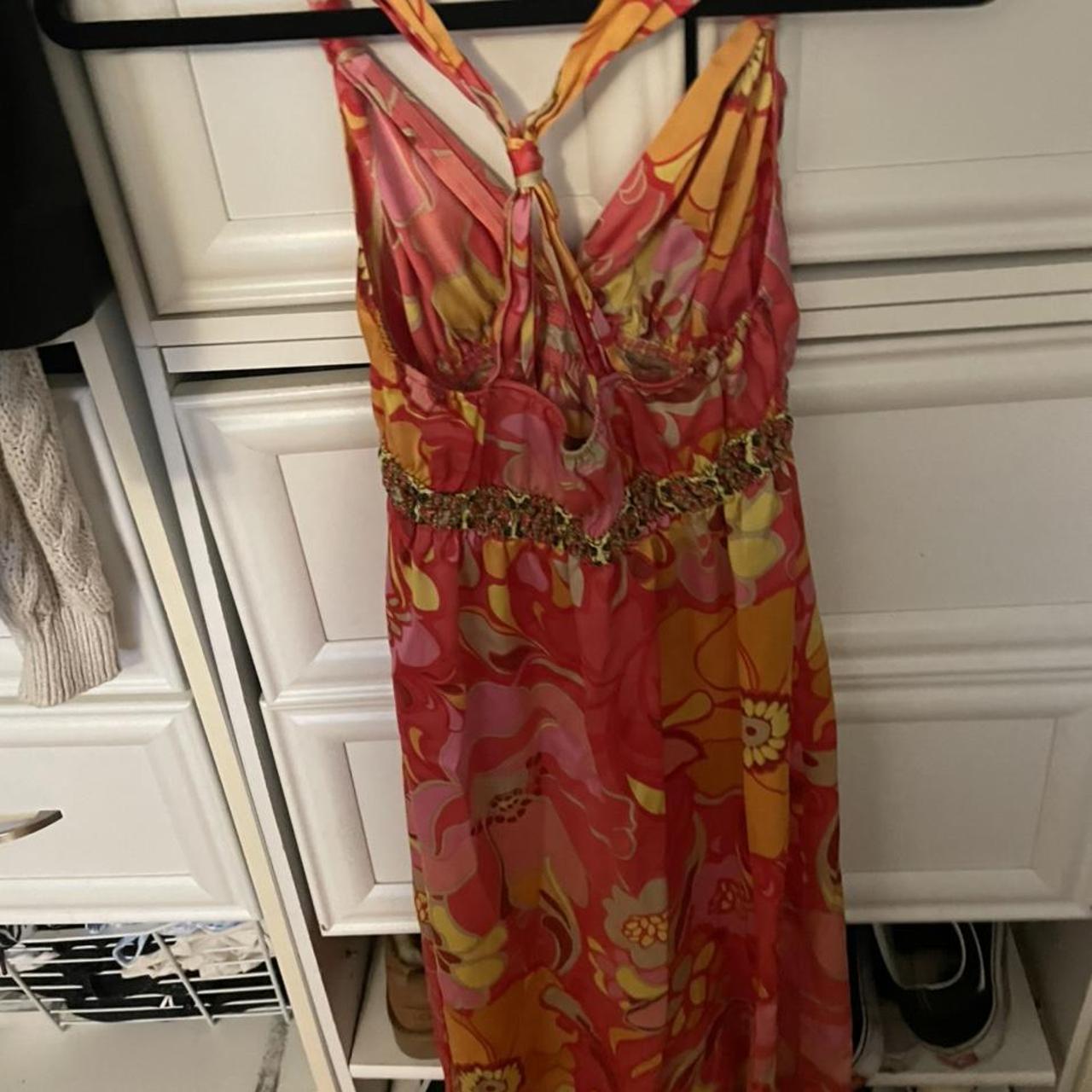 Pink and orange long dress So so cute! Depop