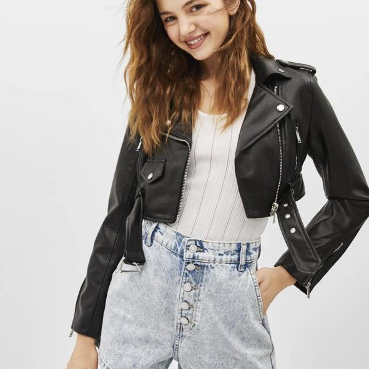 bershka cropped leather jacket