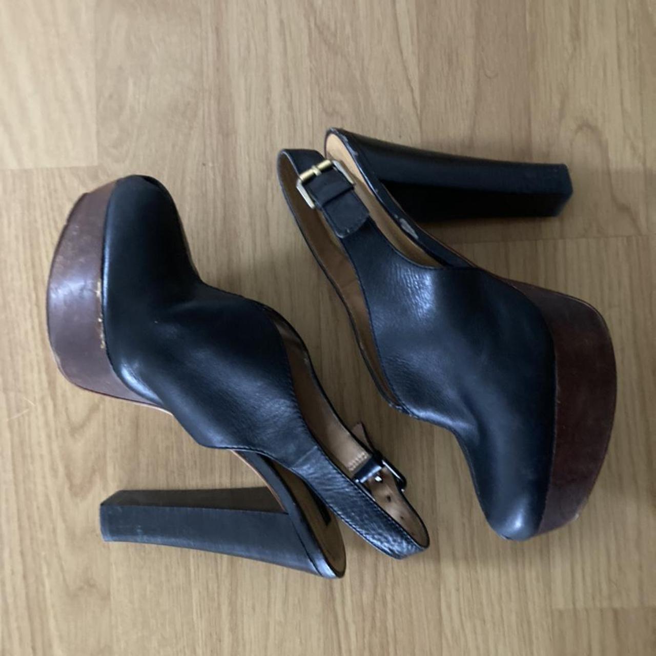 👡 Sabot Zara black leather and Wood N 39 H 4cm/13cm... - Depop