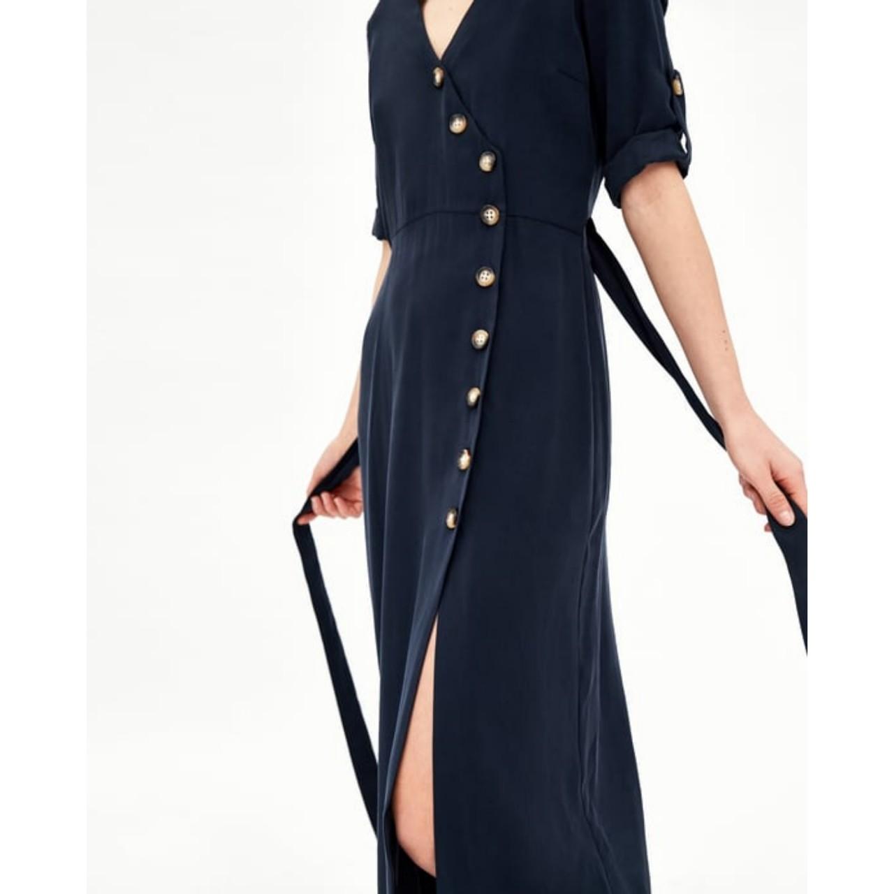 zara navy midi dress