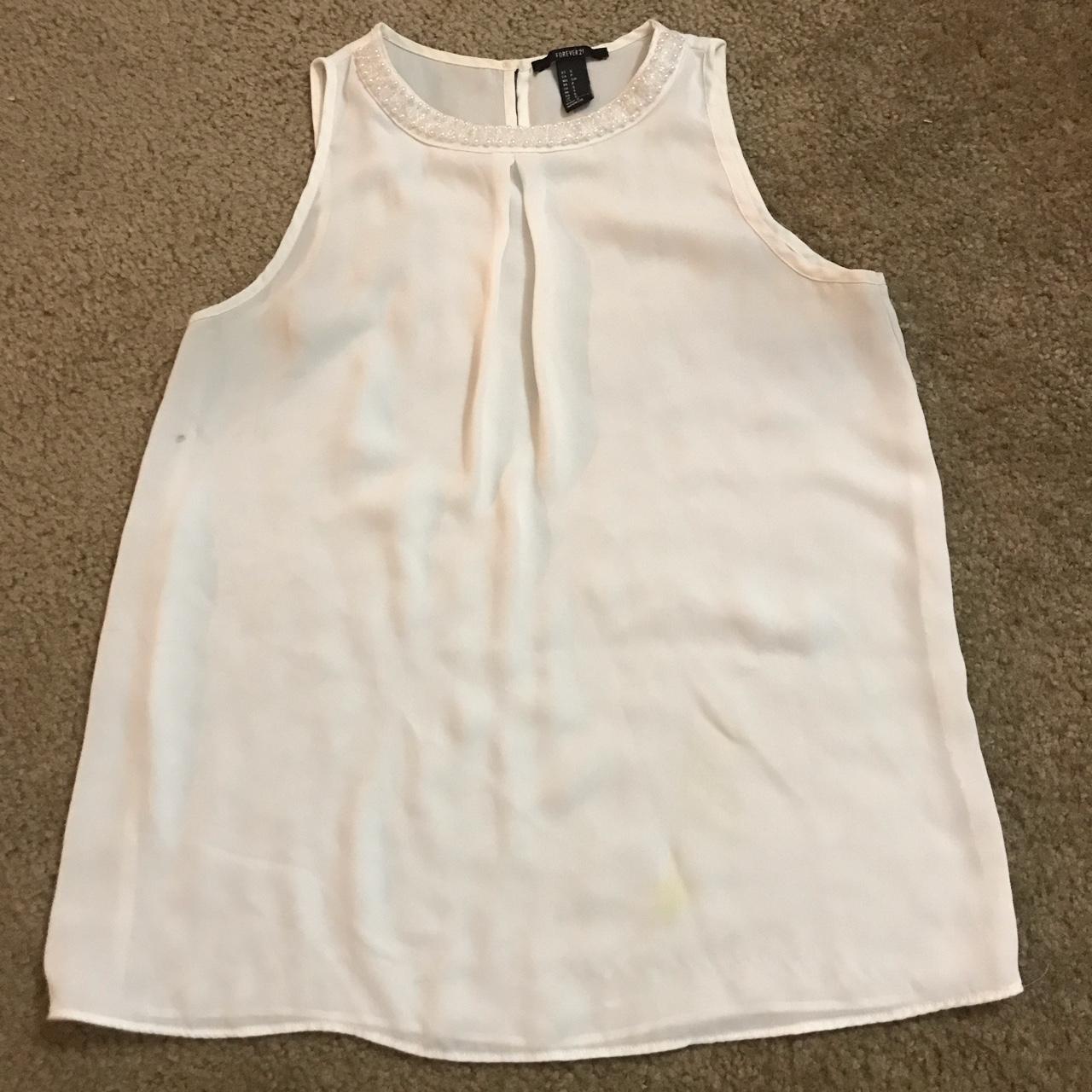 Forever 21 pearl beaded white blouse Has a small... - Depop