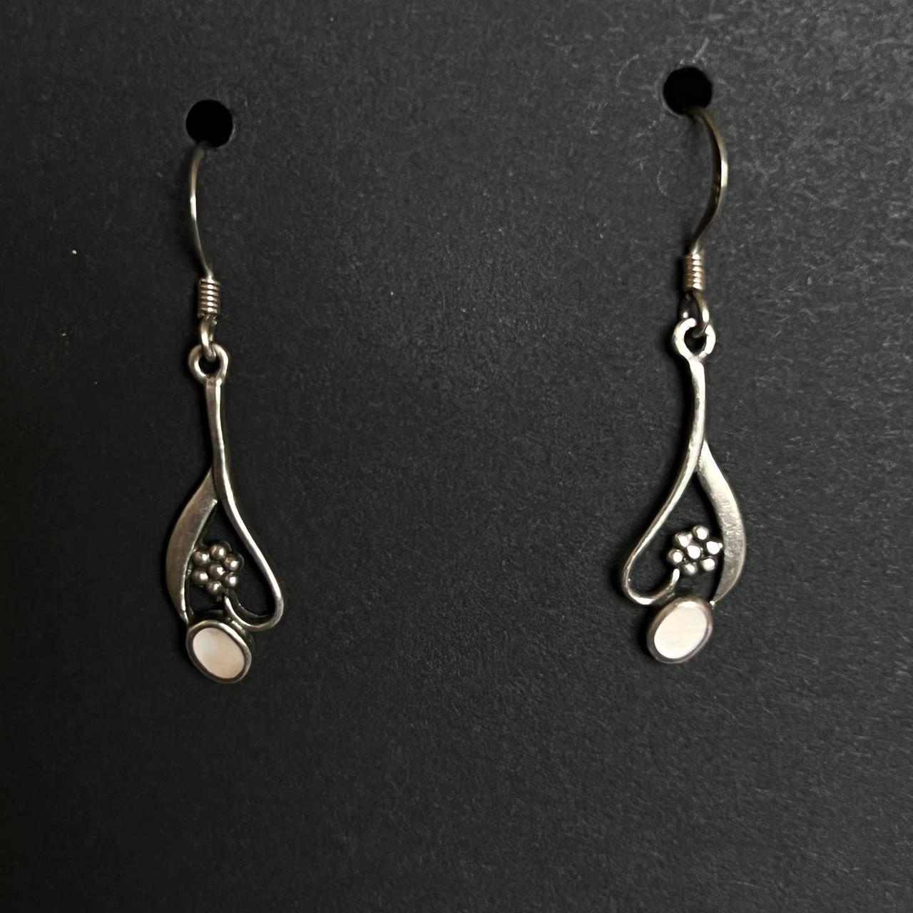 Mother Of Pearl Silver Floral Earrings Sterling Depop