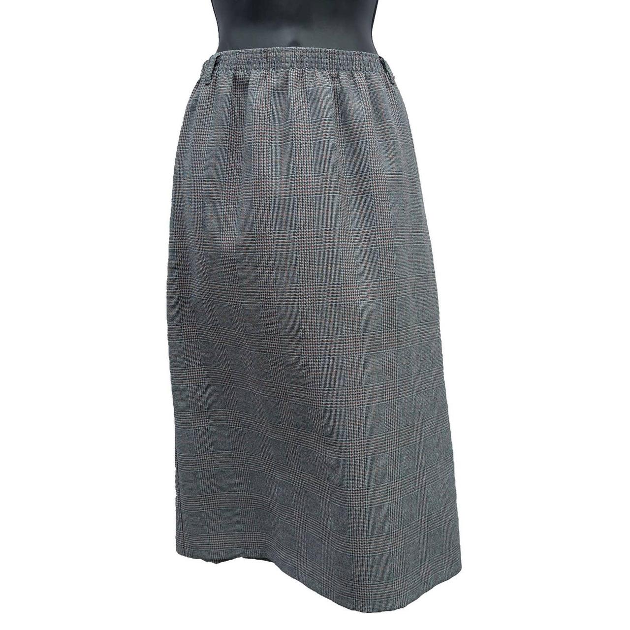 Vintage Gray Plaid Midi Skirt, Medium, Long Pull-on... - Depop