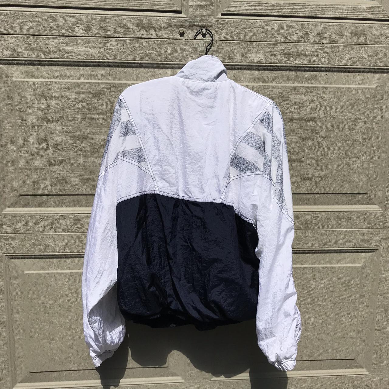 Navy and white windbreaker jacket 🥼 soft jersey... - Depop