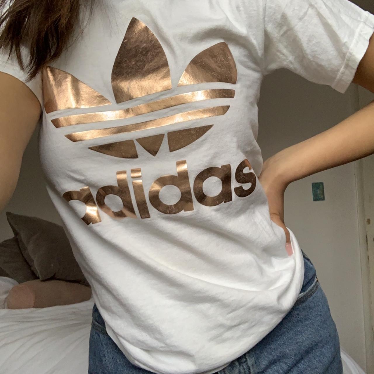 Rare item Rose gold adidas logo t-shirt Depop