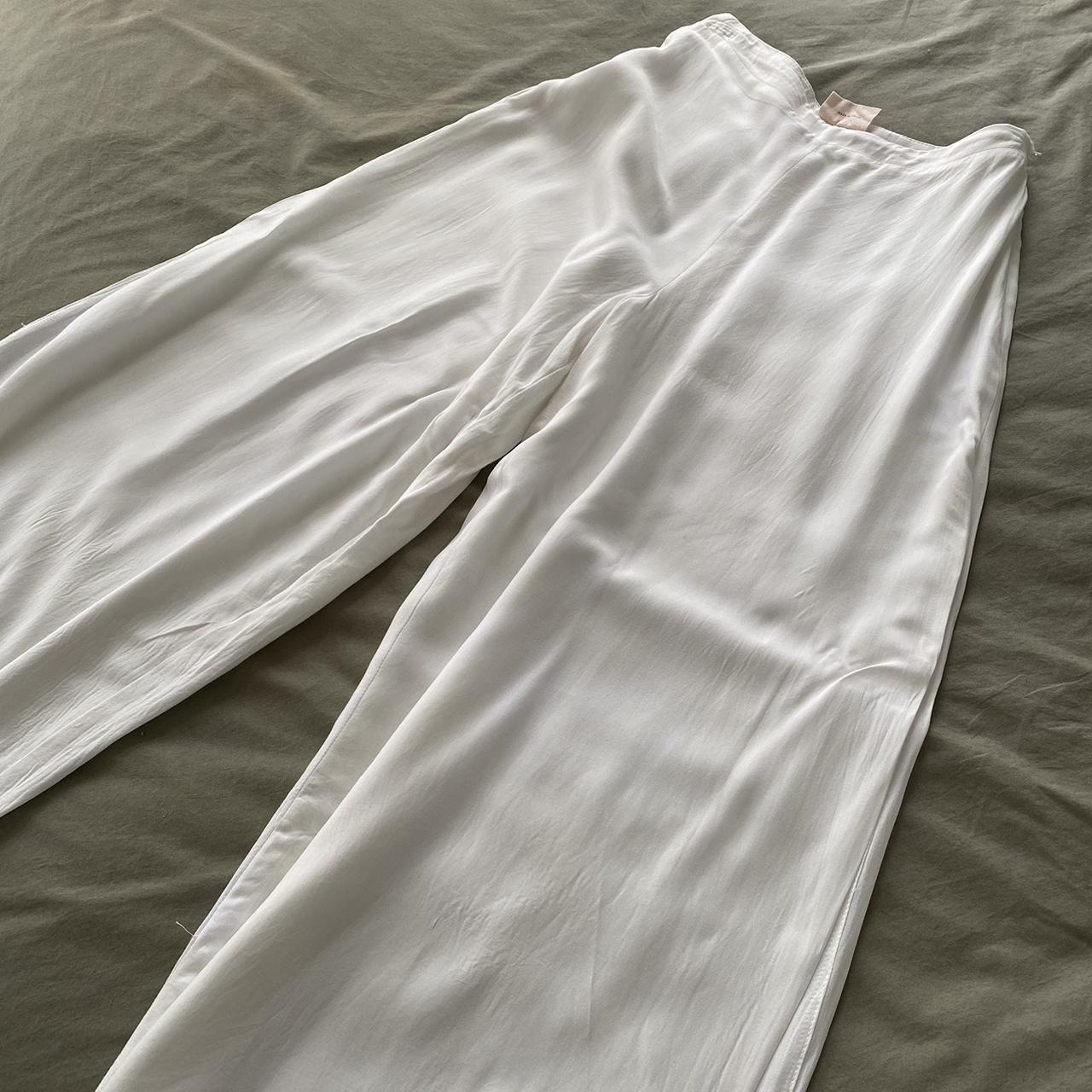 really nice white dress pants flowy material with... Depop