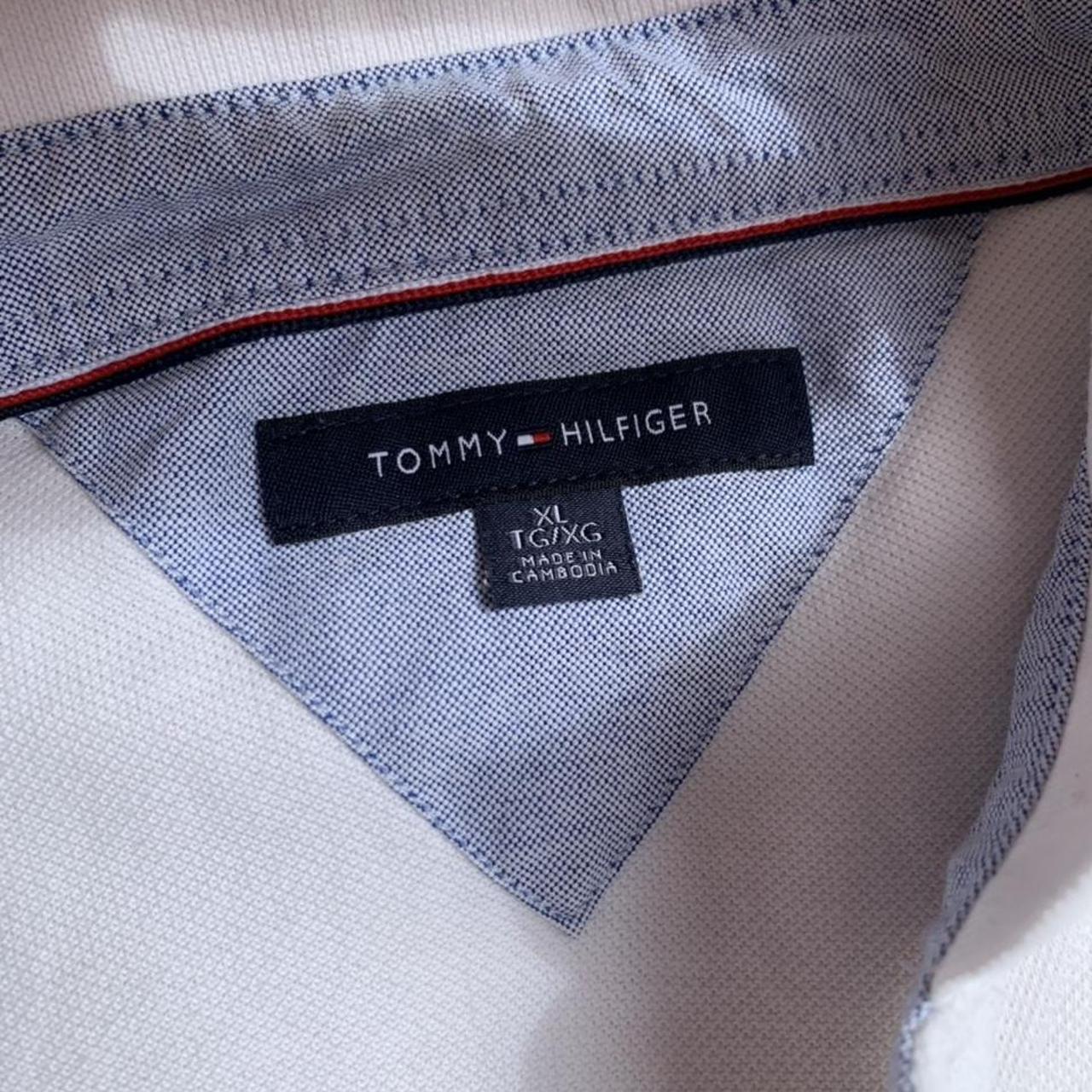 Tommy Hilfiger White Polo Shirt Size XL (TTS) Pit... - Depop