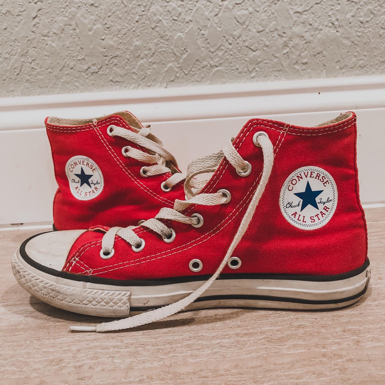 red high top converse size 3!! very good condition,... - Depop